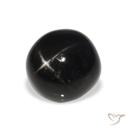 Diopsídio Estelar Preto Natural 7.35ct, Redondo, Opaco