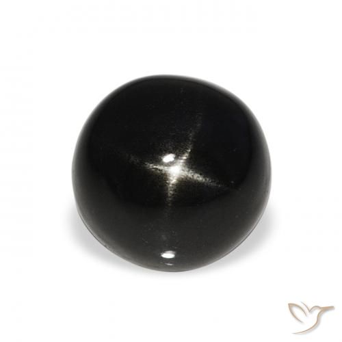 4.27ct Natural Preto Diopsídio Estelar, Redondo, Opaco