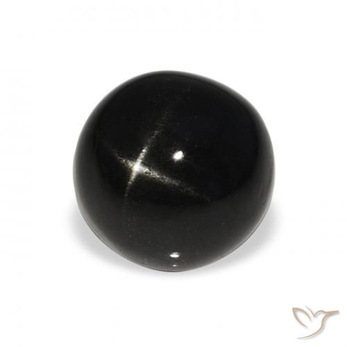 Diopsídio Estelar Preto Natural 4.27ct, Redondo, Opaco