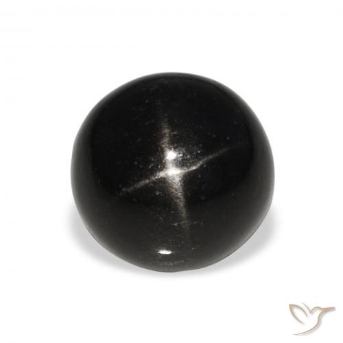 8.59ct Natural Preto Diopsídio Estelar, Redondo, Opaco