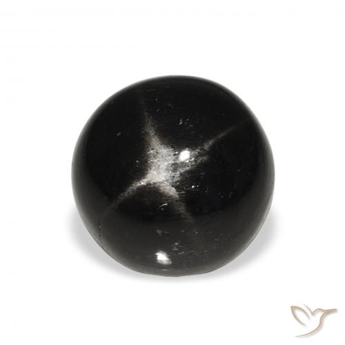 7.23ct Natural Preto Diopsídio Estelar, Redondo, Opaco
