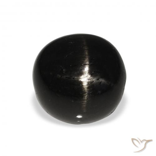6.00ct Natural Preto Diopsídio Estelar, Redondo, Opaco