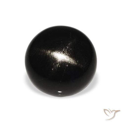 6.07ct Natural Preto Diopsídio Estelar, Redondo, Opaco