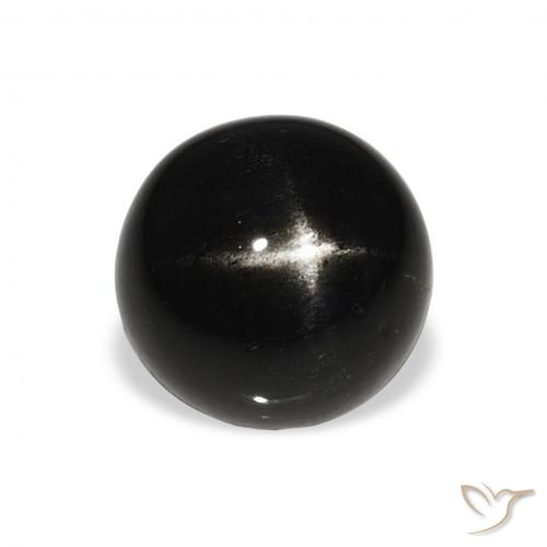7.07ct Natural Preto Diopsídio Estelar, Redondo, Opaco