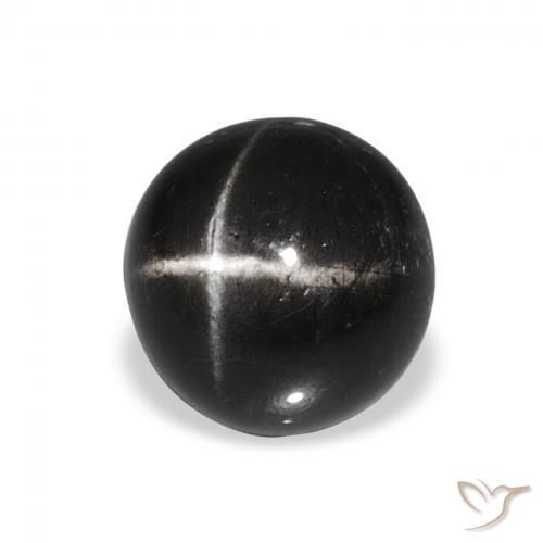 Diopsídio Estelar Preto Natural 4.65ct, Redondo, Opaco