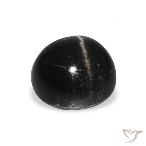 Diopsídio Estelar Preto Natural 4.65ct, Redondo, Opaco