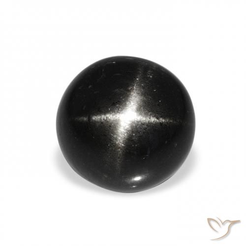 4.53ct Preto Diopsídio Estelar, Redondo, Opaco