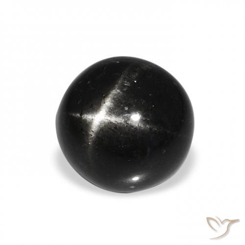 Diopsídio Estelar Preto Natural 4.53ct, Redondo, Opaco