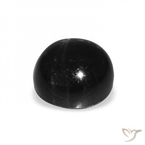 Diopsídio Estelar Preto Natural 4.53ct, Redondo, Opaco