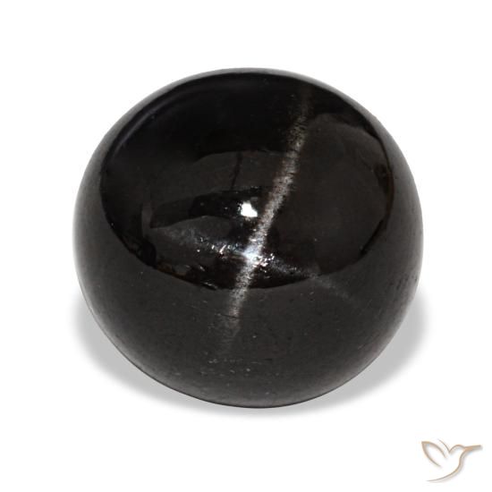 Diopsídio estrela preto natural 4,65ct, corte redondo, opaco