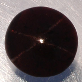 Granada estrela preto natural 4,36ct, corte redondo, translúcido