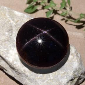 Granada estrela vermelho natural 26,52ct, corte redondo, opaco