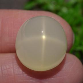 Pedra da lua estrela creme natural 15,93ct, corte oval, translúcido