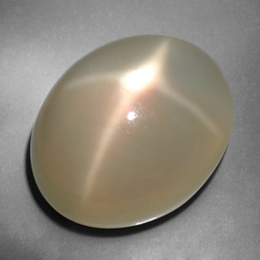 Pedra da lua estrela creme natural 34,76ct, corte oval, translúcido