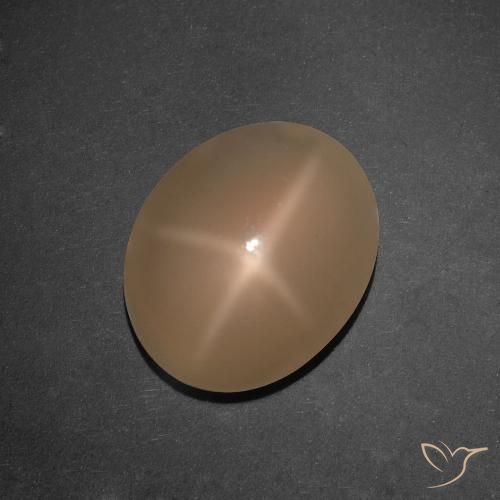 Pedra da lua estrela laranja natural 5,92ct, corte oval, translúcido