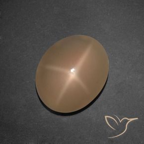 Pedra da lua estrela laranja natural 5,92ct, corte oval, translúcido