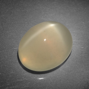 Pedra da lua estrela creme natural 3,90ct, corte oval, translúcido