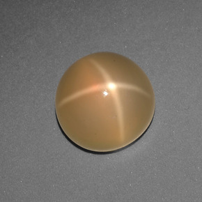 Pedra da lua estrela laranja natural 3,78ct, corte redondo, translúcido