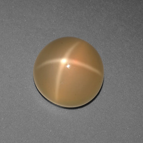 Pedra da lua estrela laranja natural 3,78ct, corte redondo, translúcido