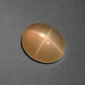 Pedra da lua estrela laranja natural 3,01ct, corte oval, translúcido