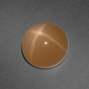 Pedra da lua estrela laranja natural 3,65ct, corte redondo, translúcido