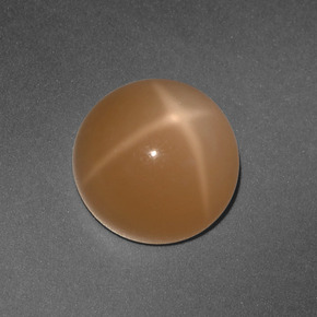 Pedra da lua estrela laranja natural 3,65ct, corte redondo, translúcido