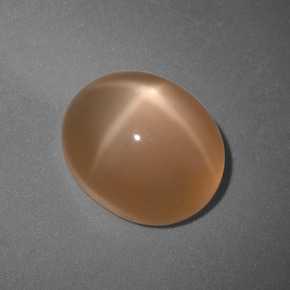Pedra da lua estrela laranja natural 6,04ct, corte oval, translúcido