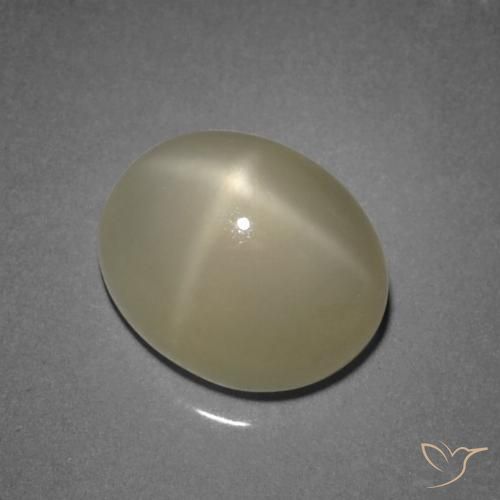 Pedra da lua estrela amarelo natural 7,31ct, corte oval, translúcido