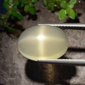 Pedra da lua estrela amarelo natural 7,58ct, corte oval, translúcido