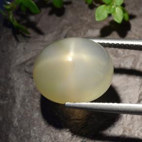 Pedra da lua estrela branco natural 11,40ct, corte oval, translúcido