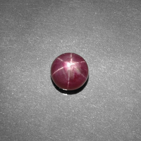 rubi estrela vermelho arroxeado Natural 1.56ct, Corte Redondo, Opaco