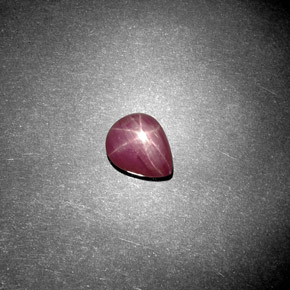 Rubi estrela vermelho natural 1,78ct, formato de pêra, opaco