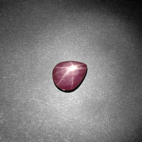 Rubi estrela vermelho natural 1,78ct, formato de pêra, opaco