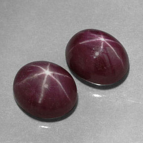 Pedras preciosas de rubi estrela vermelho natural de  ct, corte oval, opaco