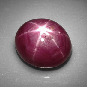 rubi estrela vermelho arroxeado Natural 5.72ct, Corte Oval, Opaco