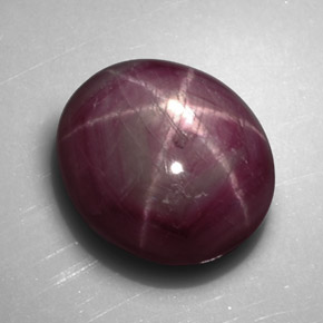 rubi estrela vermelho arroxeado Natural 5.76ct, Corte Oval, Opaco