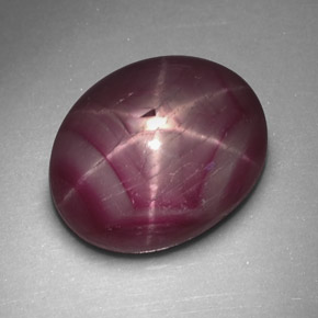 rubi estrela vermelho arroxeado Natural 3.95ct, Corte Oval, Opaco