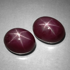 Pedras preciosas de rubi estrela vermelho natural de  ct, corte oval, opaco