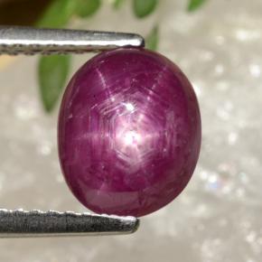 Rubi estrela vermelho natural 3,41ct, corte oval, opaco