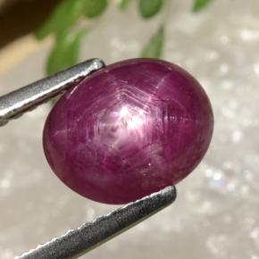 Rubi estrela vermelho natural 3,41ct, corte oval, opaco