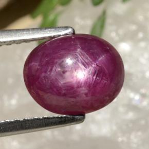 Rubi estrela vermelho natural 3,41ct, corte oval, opaco