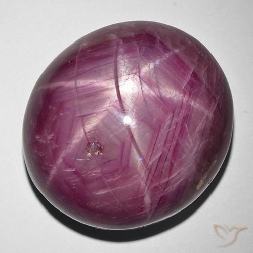 Rubi estrela roxo natural 127,68ct, corte oval, opaco