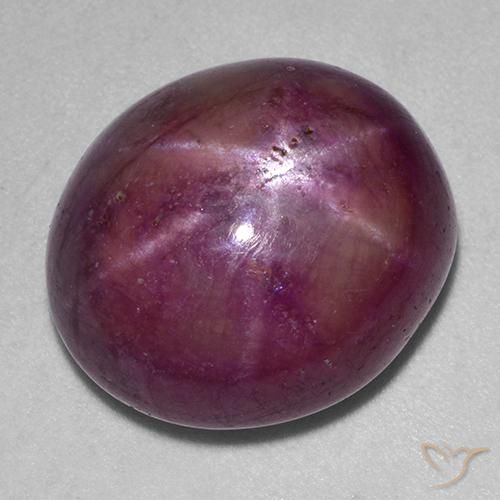 Rubi estrela roxo médio-escuro natural 19,78ct, corte oval, opaco