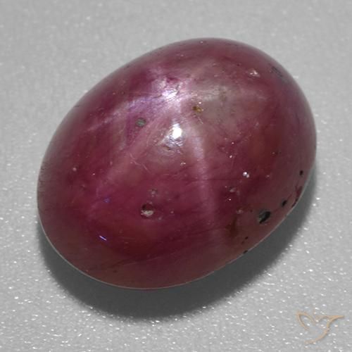 6.58ct Natural roxo avermelhado rubi estrela, oval, Opaco