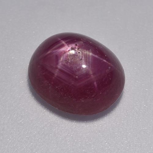 Rubi estrela roxo natural 4,59ct, corte oval, translúcido