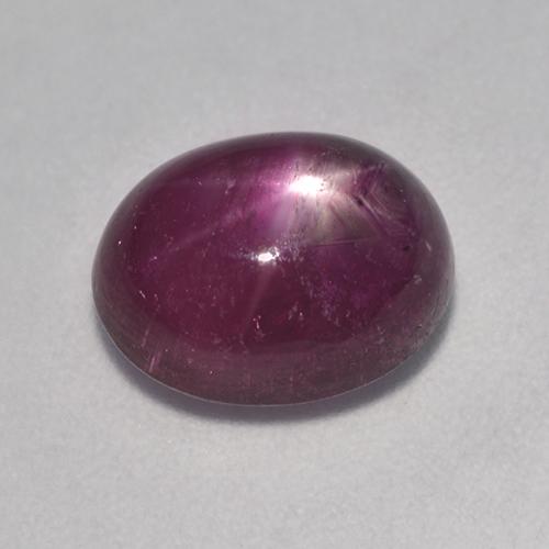 Rubi estrela roxo natural 4,90ct, corte oval, translúcido