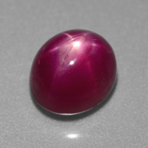 Rubi estrela roxo natural 4,05ct, corte oval, translúcido