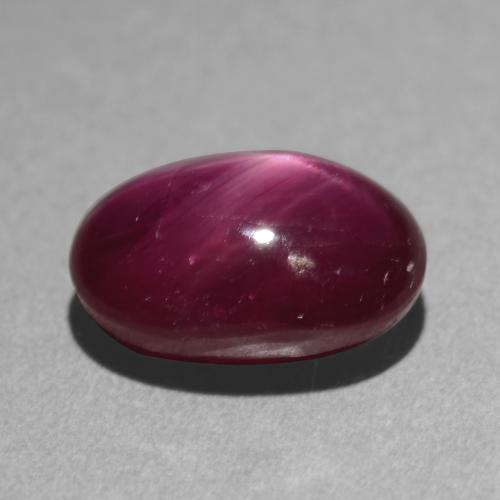 Rubi estrela roxo natural 3,03ct, corte oval, translúcido