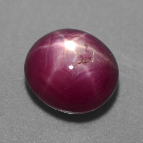 Rubi estrela roxo natural 5,38ct, corte oval, translúcido