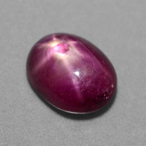 Rubi estrela roxo natural 3,81ct, corte oval, translúcido
